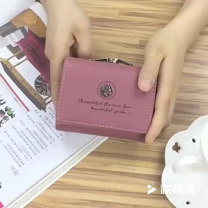Kawaii Cute Rose Flower Ladies Wallet Women Card Holder Coin Purse Fashion Lady Clutch Bag for Girls Female