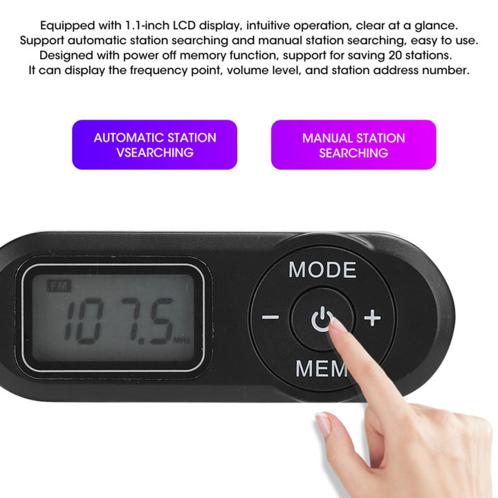 DSP%20Mini%20Portable%201.1inch%20LCD%20Digital%20FM%20Radio%20Music%20Player%20Black%20with%20Earphone%20-%20Image%202