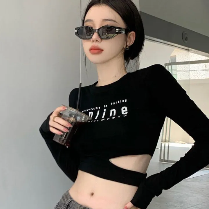 Summer%20fashion%20women's%20long%20sleeve%20T-shirt%20women's%20round%20neck%20T-shirt%20fashion%20blouse%20women%20waist%20cropped%20top%20-%20Image%204