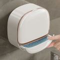 Bathroom Drain Soap Box Wall Mounted ABS Soap Box with Lid Waterproof Soap Dish Dishes Storage Box Travel Organizer Case Storage. 