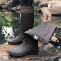 Rain Boots for Men, Fashionable High-Top Rain Boots for Outer Wear, Long-Tube Waterproof and Non-Slip Couple Style Outdoor Fishing Boots.