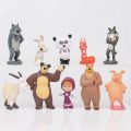 New 10Pieces Masha and the Bear Action Figure Anime Model Cartoon Toys For Friends .