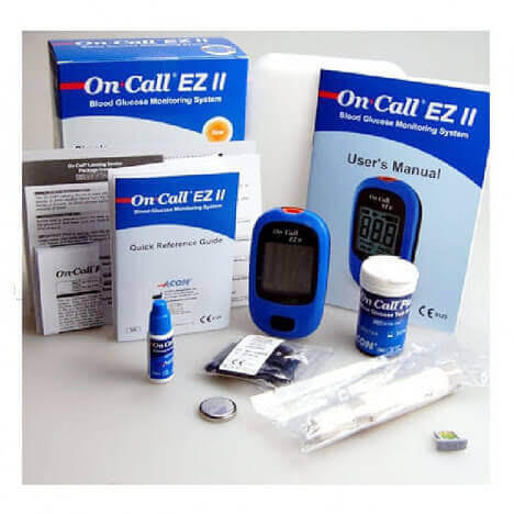 ON CALL PLUS GLUCOMETER WITH  50 STRIPS + 10 FREE STRIPS + 25 LANCETS + 25 ALCOHAL SWABS
