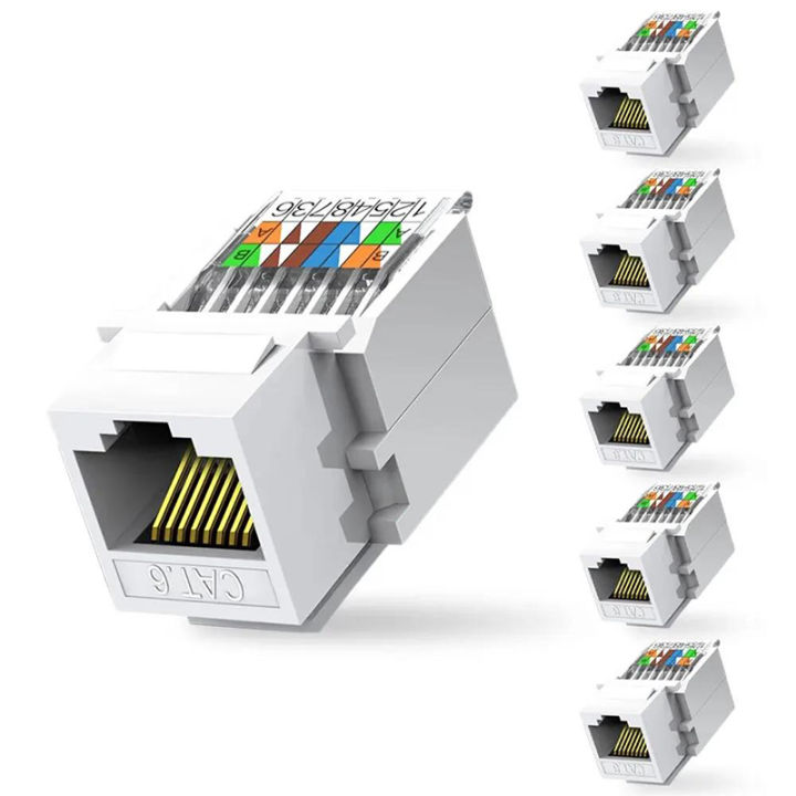 1/5/10PCS RJ45 CAT6 Ethernet Keystone Jack No Punch-Down Tool-Less Rj45 Module Coupler Ethernet Module Female Jack Wall Adapter