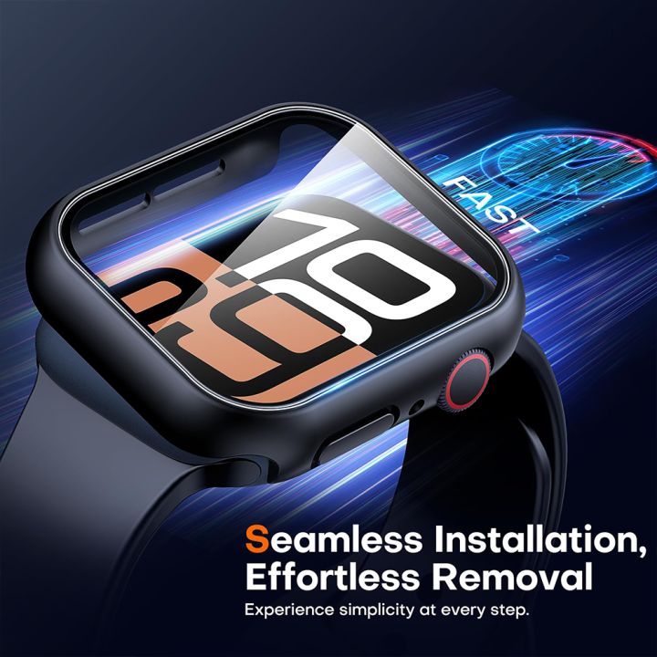 Case For Apple Watch Series 46mm 44mm 40mm 45mm 41mm 42mm 38mm Glass Screen Protector Cover iwatch 10 9 8 7 6 5 3 SE Accessories