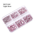 6grids SS6-20 Mixed Size Pink Bronze Silver Flatback Rhinestones Gems Flashing Diamonds 3D Nail Art Decorations Crystals. 