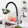 Modern 304 stainless steel kitchen faucet with silicone hose - adjustable, ceramic valve core, no electricity required.. 