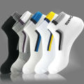 5 Pairs/pack "Sports" MEN'S Summer Socks, Personalized Boat Socks, Breathable Absorption, Youth Student Socks, Mixed Colors. 
