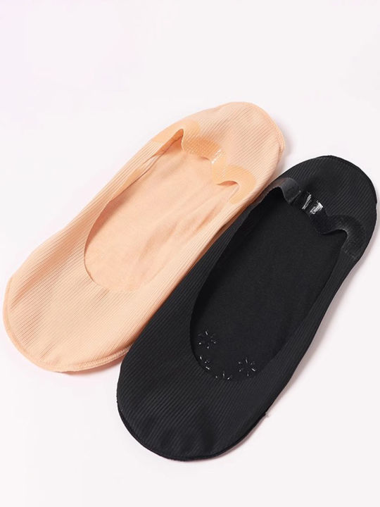 5%20Pairs%20Socks%20Women's%20Summer%20Invisible%20Short%20Ankle%20Foot%20No-show%20Low%20Cut%20Silicone%20Non-slip%20Black%20Boat%20Socks%20-%20Image%202