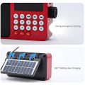 Solar Portable FM Radio Rechargeable Bluetooth Speaker USB TF Card MP3 Music Player with Recording LED Light Radio FM Receiver. 