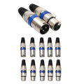 5 Pairs XLR 3 Pin Female MIC Jack Plug Audio Microphone Cable Connector Blue NG4S. 