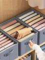 Storage Bag  6 pockets 6 Grids Washable Wardrobe Clothes Organizer, Jeans Compartment Storage Box, Clothes Drawer Mesh Separation Box, Portable Foldable Closet. 