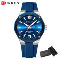 CURREN Simple Luxury Men's Watches New Business Quartz Wristwatch with Silicone Strap Luminous Hands Waterproof Clock. 