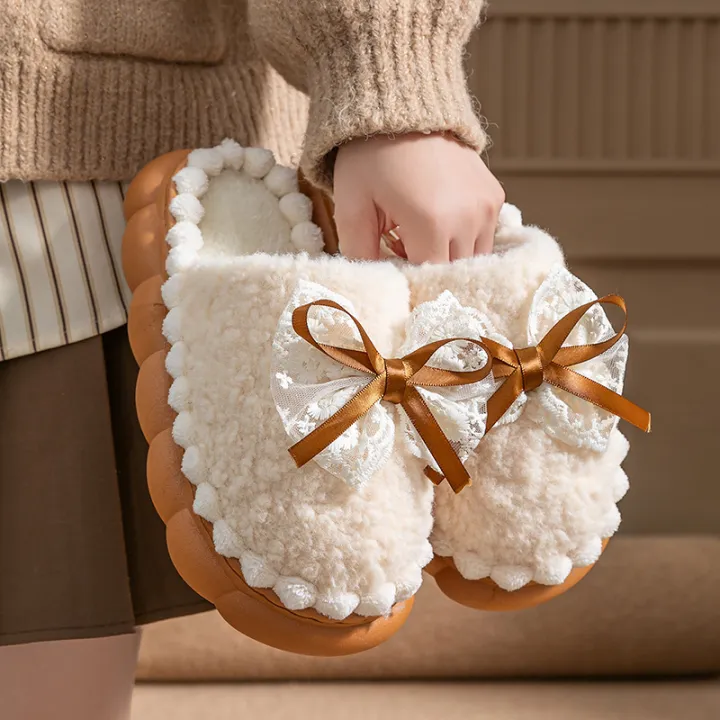 Bow%202025%20new%20cotton%20slippers%20women's%20winter%20indoor%20home%20soft%20sole%20non-slip%20warm%20plush%20thick-soled%20confinement%20shoes%20-%20Image%202