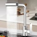 Kitchen Cold and Hot Faucet 4 Modes Waterfall Sink Single Hole Tap Deck Mounted Universal 360° Rotation Sink Basin Faucet. 