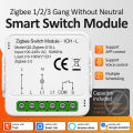 Tuya Zigbee Smart Switch Module 1/2/3 Gang Control No Neutral Wire Required DIY Light Breaker Works With Alexa  Home. 