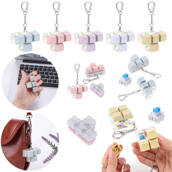 Cute 4 Buttons Keyboard Fidget Keychain Keyboard Clicker Mechanical ...