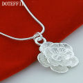 DOTEFFIL 925 Sterling Silver Rose Flower Pendant Necklace 18/20-24/26/30 Inch Snake Chain For Women Wedding Engagement Jewelry. 