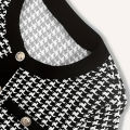 2 Piece Set Street Vintage Pleated Houndstooth Print For Women Short Sleeve Shirt Blouse and Shorts Suit INS Outfit Tracksuit. 