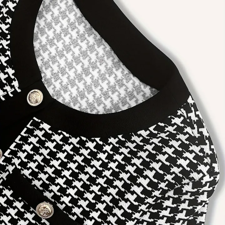 2%20Piece%20Set%20Street%20Vintage%20Pleated%20Houndstooth%20Print%20For%20Women%20Short%20Sleeve%20Shirt%20Blouse%20and%20Shorts%20Suit%20INS%20Outfit%20Tracksuit%20-%20Image%206