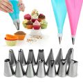12Pc Cake Decorator Icing Bag and Nozzle Set, Cake Decorating Set with Stainless Steel Nozzle, Cake Piping set, Cake Decorator Nozzle Set, Cake Decorating Nozzle Set. 