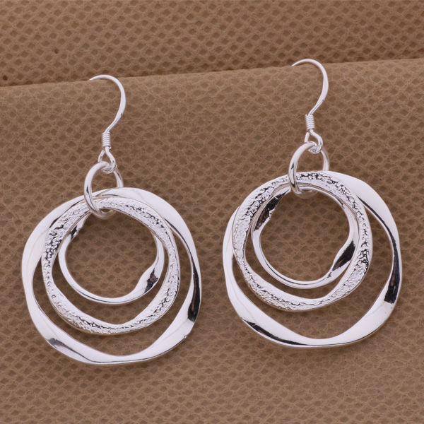Production charm women lady Valentine's gift  silver color circles earringscharm Women free shipping  jewelry