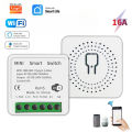 16A Smart WiFi Switch Support 2-Way DIY Switches Mini Smart Breaker Works With Tuya Smart Life APP Control Support Alexa . 