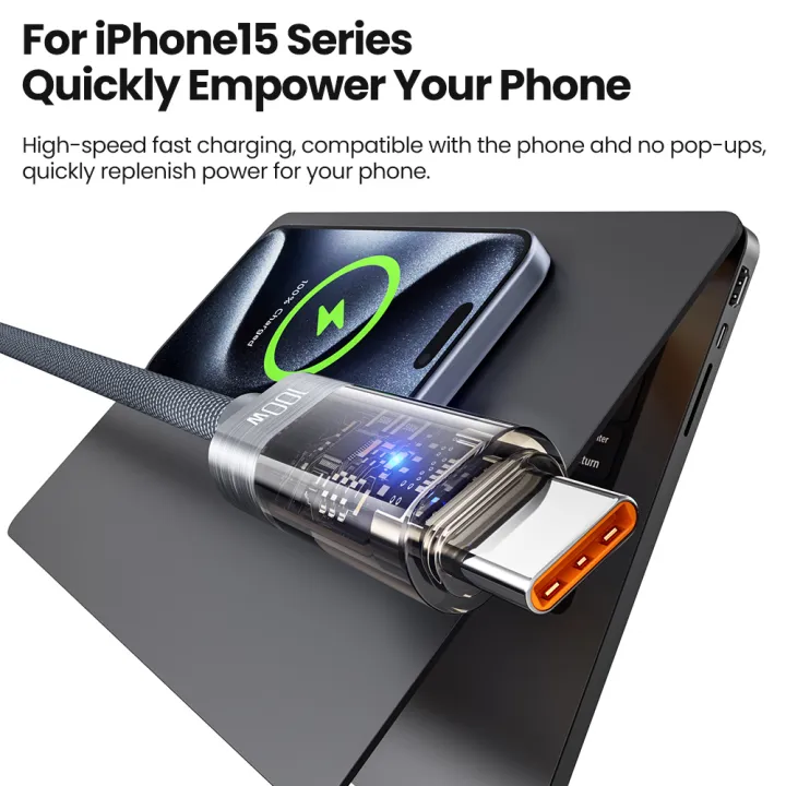 Toocki%20PD%20100W%20Auto%20Power%20off%20USB%20Cable%205A%20Fast%20Charging%20Transparent%20Type%20C%20To%20Type%20C%20Cable%20For%20iPhone%2015%2016%20%20%20S23%20-%20Image%204