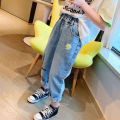 New arrival lovely daisy flower long jeans kids jeans girls jeans. 