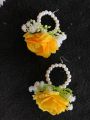 artificial flowers jewellery bridal for event haldi mehendi 2 gajray mayyu 2 earrings 2 rings 1 teeka marigold genda babybreaths artificial imported quality flowers. 