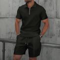 Summer Men Sports Polo Suit Short Sleeve Stylish Zipper Polo Shirt And Shorts Set Men Casual Streetwear 2-pie Leisure Sports Set. 