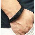 Leather Bracelet For Men With Metal Magnetic Clasp. 