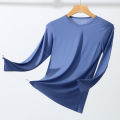 Men's Undershirt Thermal Underwear Tops Super Thin Men Ice Silk Underwear Sheer T Shirts Long Johns Male Long Sleeves Tops Tees. 
