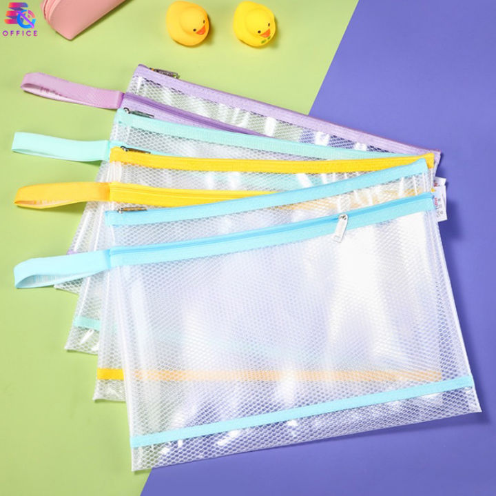 Waterproof Pvc Document Zipper Folder, A4 Size, Assorted Colors, Mesh File, Mesh Bag, Zipper Envelope, Storage Bag, File, Zipper File, Document Folder, Document Envelope, Ready to Ship.