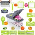 Best Quality 14 in 1 Multifunctional Vegetable Onion Chopper Dicer Slicer, Kitchen Mandoline Food Chopper Cutter Slicer with 8 Blades, Carrot and Garlic Chopper with Container. 