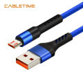 CABLETIME Micro B to USB 2.0 A  Cable 480 Mbps 2.4A Fast Charging Cable for Data Sync Nylon for Smart Phone Laptop. 
