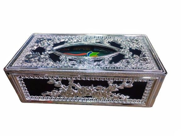 Black/Silver Color Chrome Tissue Box for Car
