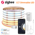 Zigbee 3.0 CCT 2700K-6500K Dimmable COB LED Strip Light 608LEDs/M High Density Work With Zigbee Hub Gateway Alexa  Home. 