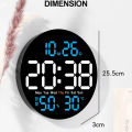 Remote Control LED Wall Clock with Dual Alarms,Calendar,Temperature and Humidity.Brightness Adjustable. 