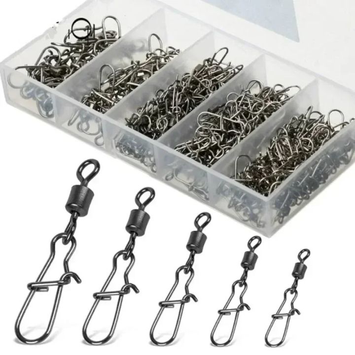 50pc/box%20Stainless%20Steel%20Fishing%20Connector%20Pin%20Bearing%20Rolling%20Swivel%20with%20Snap%20Fishhook%20Lure%20Accessories%20-%20Image%202