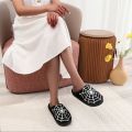 Halloween Spider Web Pattern Horror Yinsen Atmosphere Fashion Embroidered Plush Home Thick-Soled Comfortable Woolen Cotton Slippers Personalized Warm Non-Slip Indoor Slippers for Men and Women Can Wear Christmas Gifts. 