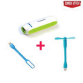 3-in-1 Gadget Combo Pack Mini Ultra-Fast Charging Power Bank + USB Fan + USB LED Light Portable & Compact Travel Essentials. 