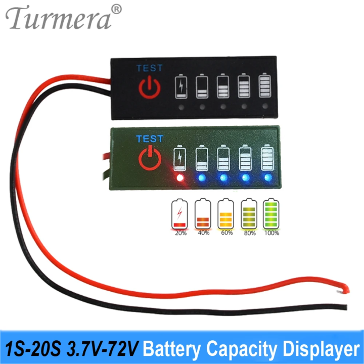 Turmera 1S-20S 3.7V-72V Battery Indicator Displayer with Switch Use in ...