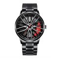 Car Watches For Men,Waterproof Stainless Steel Quartz Wrist Watch Sports Men’s Watches With Car Wheel Rim Hub Design. 