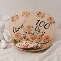 6+2Pcs/Set Wooden Milestone Number Monthly Flower Double Sided Cards Baby Age Photography Accessories Newborn Growth Memorial. 