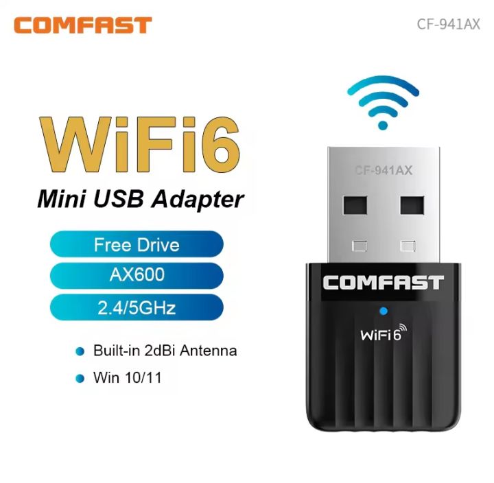 Comfast AX600 /AX650 USB WiFi 6 Adapter 5G + 2.4GHz Network Card Dongle 802.11AX Antenna for PC Signal Reception for Laptop Win 10 11