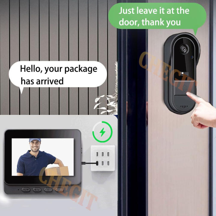 Wireless%20Wifi%20Doorbell%20Camera%201080P%20Video%20Intercom%20Doorbell%20Waterproof%204.3in%20IPS%20Screen%20Home%20Security%20Door%20Bell%20IR%20Night%20Vision%20-%20Image%203
