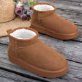 Women's winter casual solid color basic plush ankle boots Warm and windproof slip-on boots Comfortable and non-slip EVA outsole.