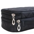 Women's Mirror Mini Cosmetic Bag Simple Waterproof Storage Box Black Double Layer Lingge Make Up Brush Beauty Organizer Supplies. 