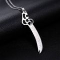 2pcs/New Combo  Deal -Mens Fashion Sterling Islamic Imam Ali Nacklace+Black Stone Braclet-Top Fashion High Quality Shar E Ali Sword Nacklace With Black Stone I'mam Zulfikar Ali Logo Braclete For Boys And Men's -Islamic Nacklace With Braclet For Men. 